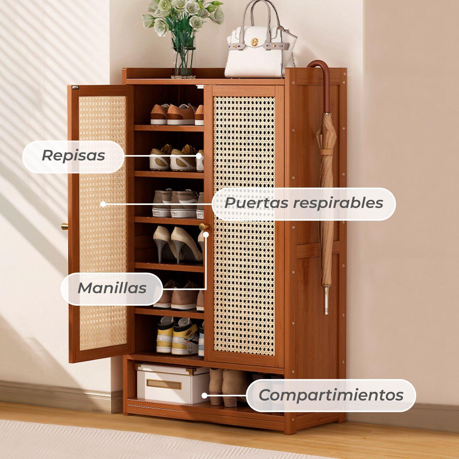 Zapatero Organizador Almacenamiento Armario Con Puertas-5