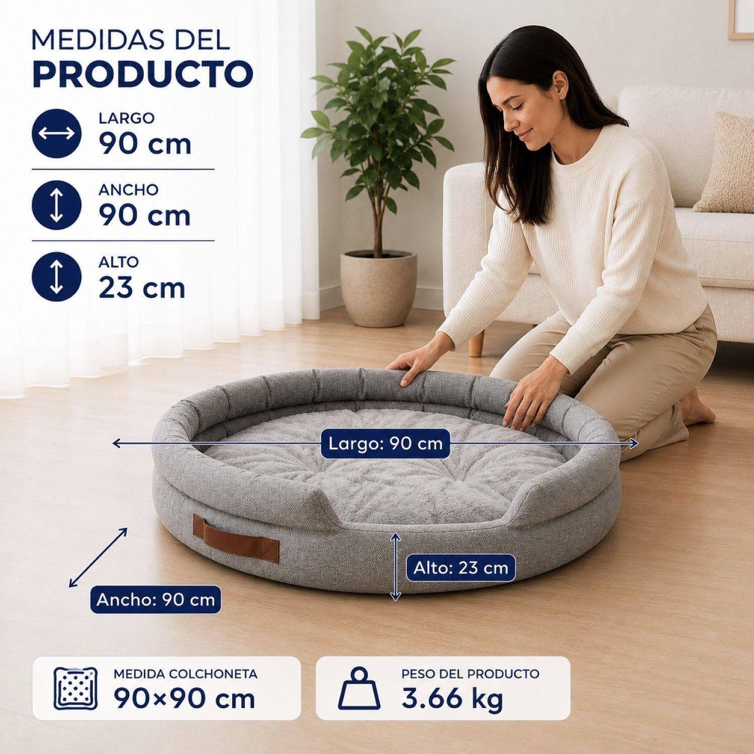 Cama Mascotas 90cm Suave Perro Gato Seguridad Antideslizante-2