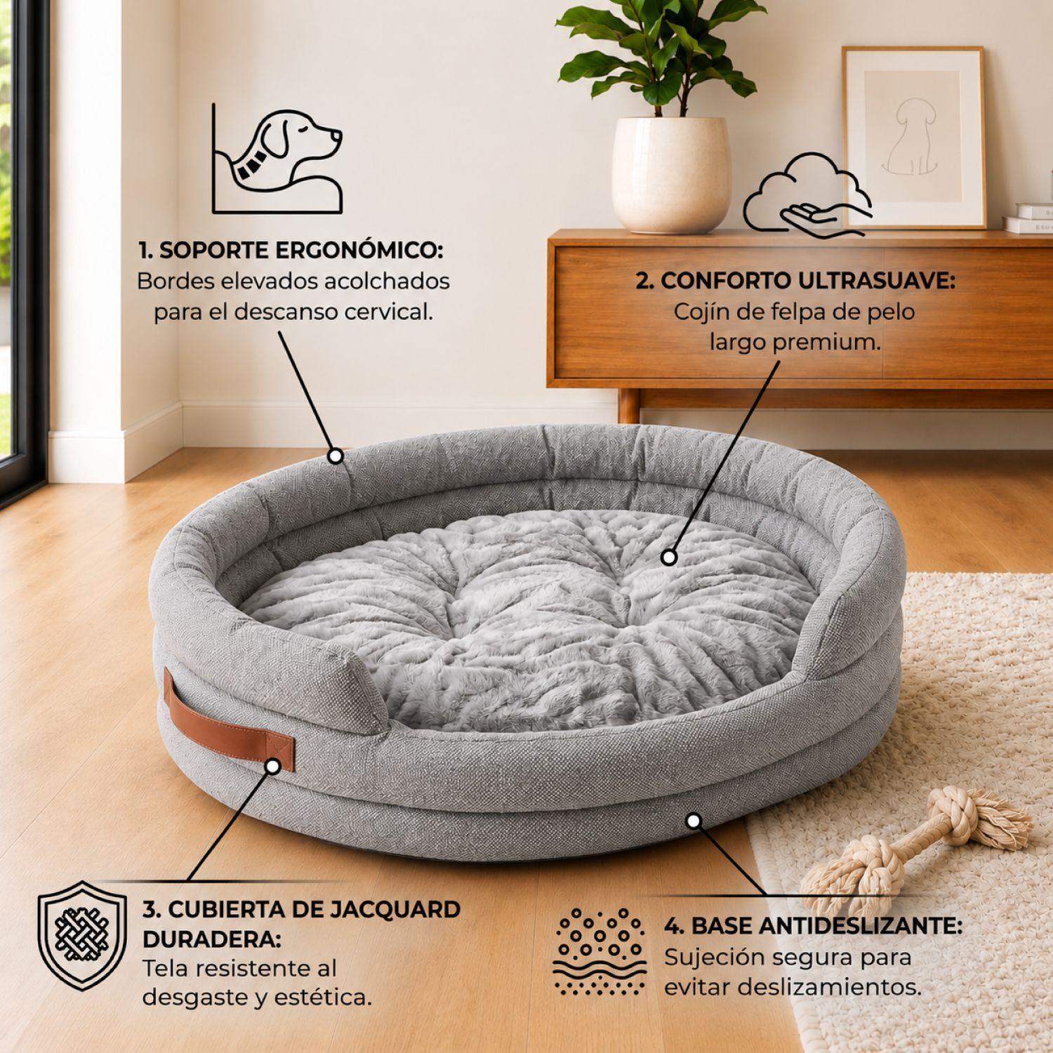 Cama Mascotas 90cm Suave Perro Gato Seguridad Antideslizante-3