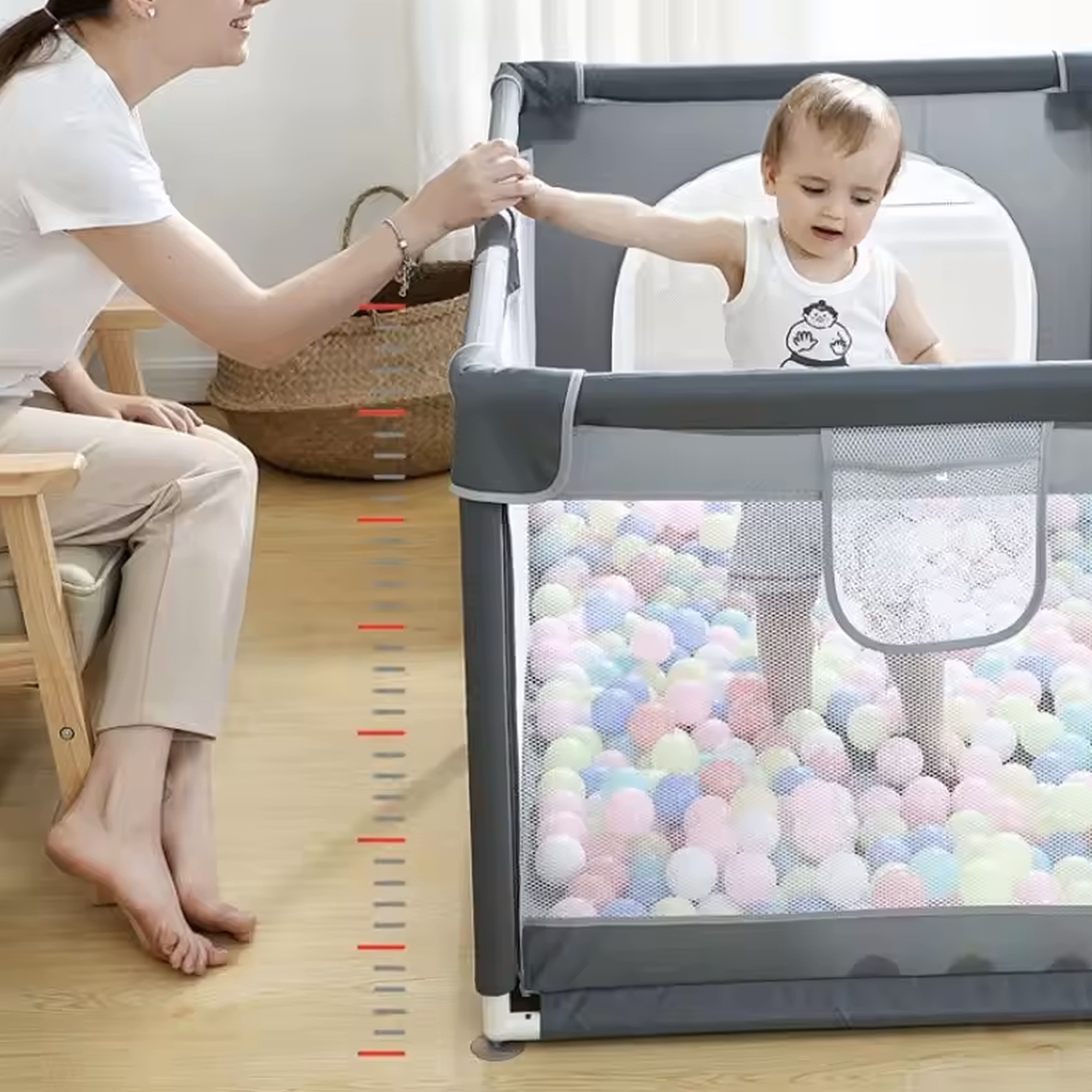 Corral de Seguridad Bebe 120cm Cuadrado Gris-3