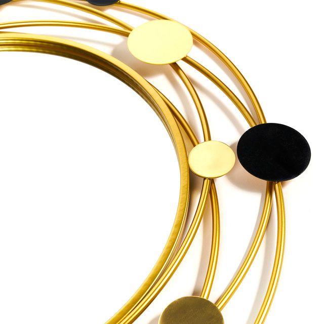 Espejo Redondo Deco Mural Dorado Ciclo Lunar 70 cm-2