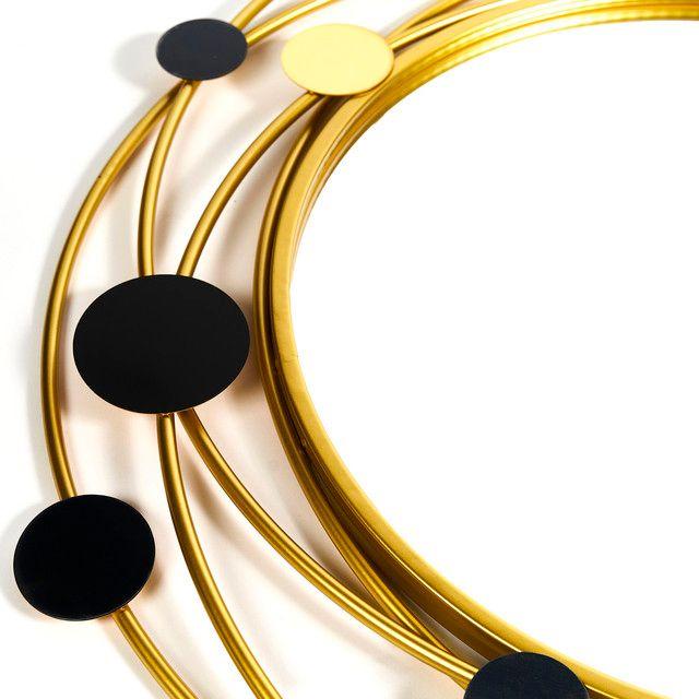 Espejo Redondo Deco Mural Dorado Ciclo Lunar 70 cm-3