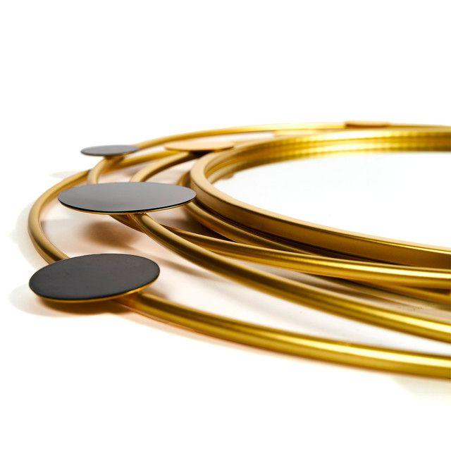 Espejo Redondo Deco Mural Dorado Ciclo Lunar 70 cm-4