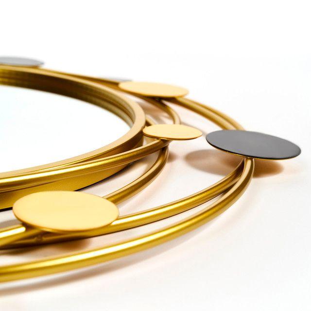 Espejo Redondo Deco Mural Dorado Ciclo Lunar 70 cm-5