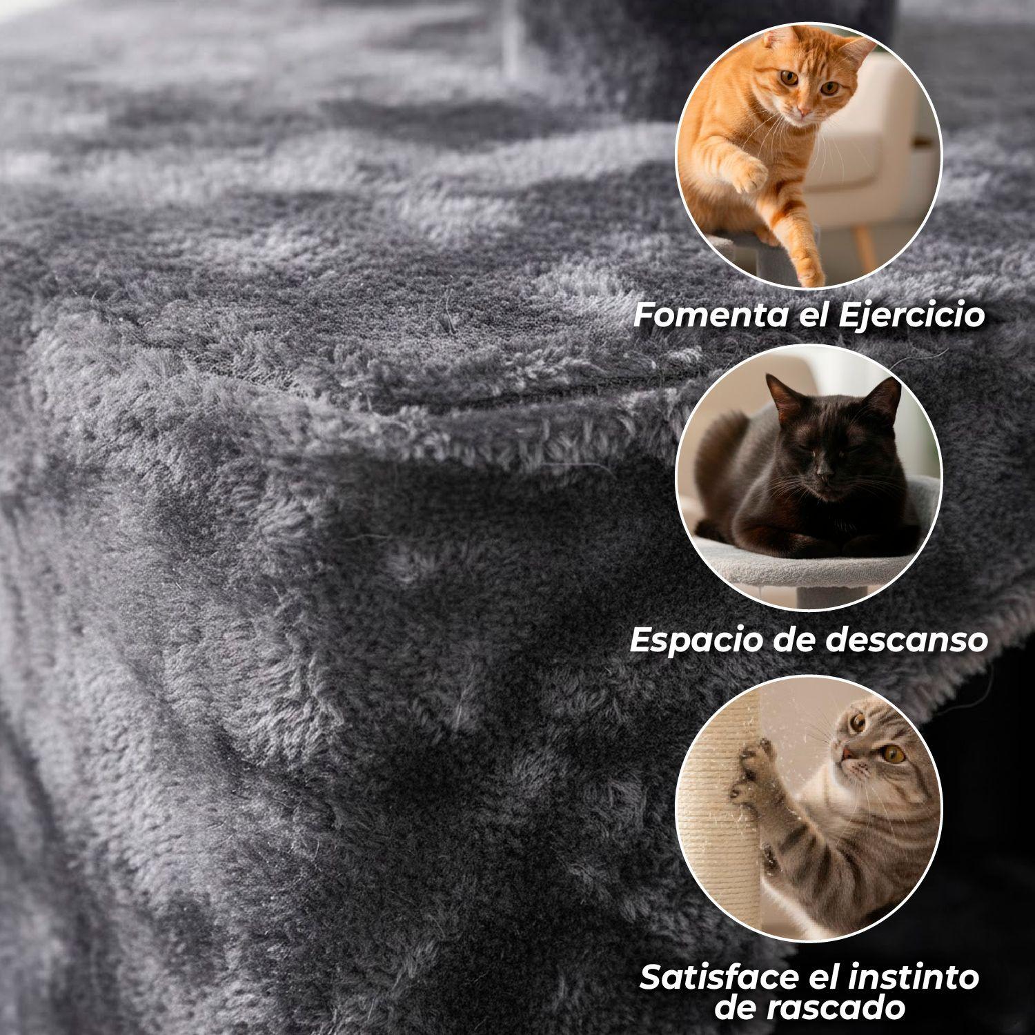 Rascador Gatos Tipo Torre 145cm Mas Hamaca Arbol Terciopelo-2