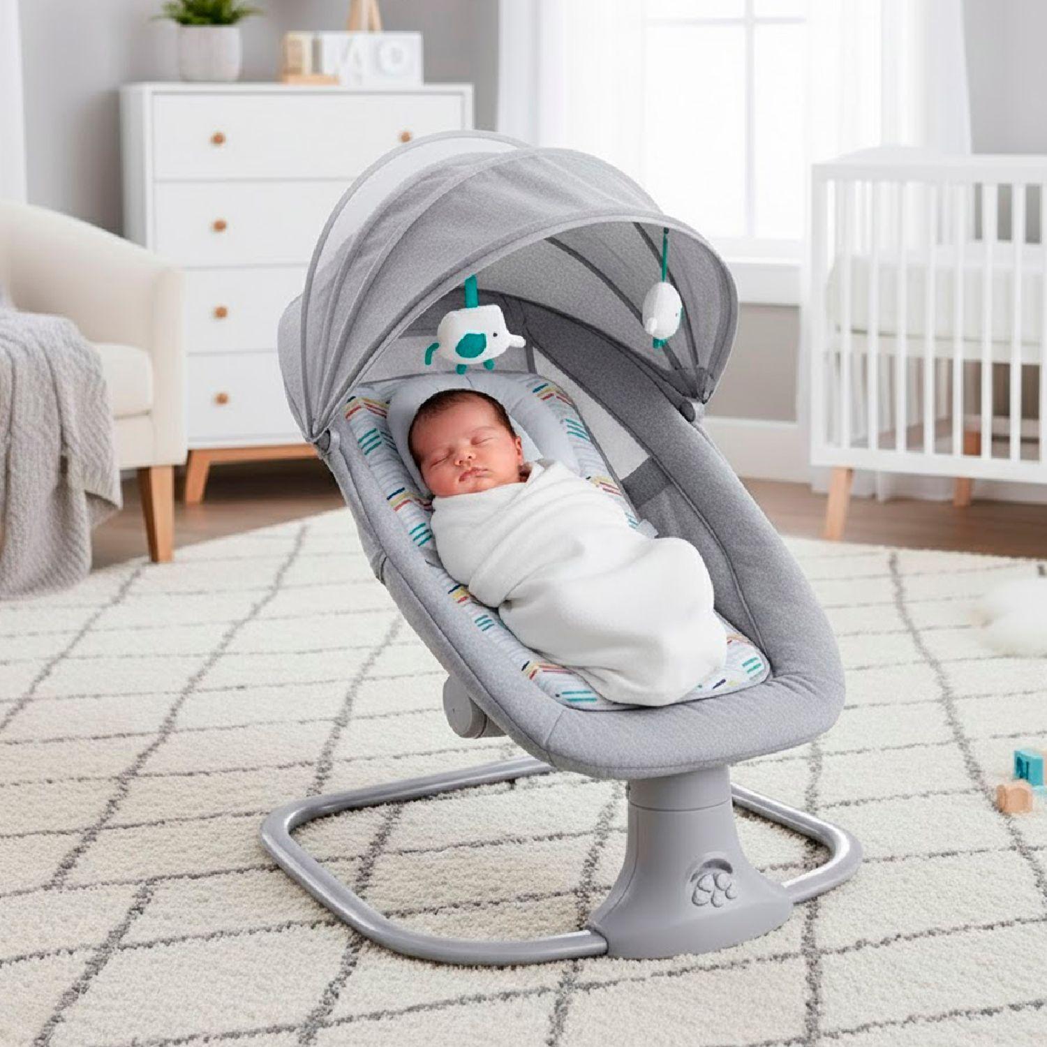 Silla Mecedora Columpio Inteligente eléctrico con Bluetooth para bebé-4