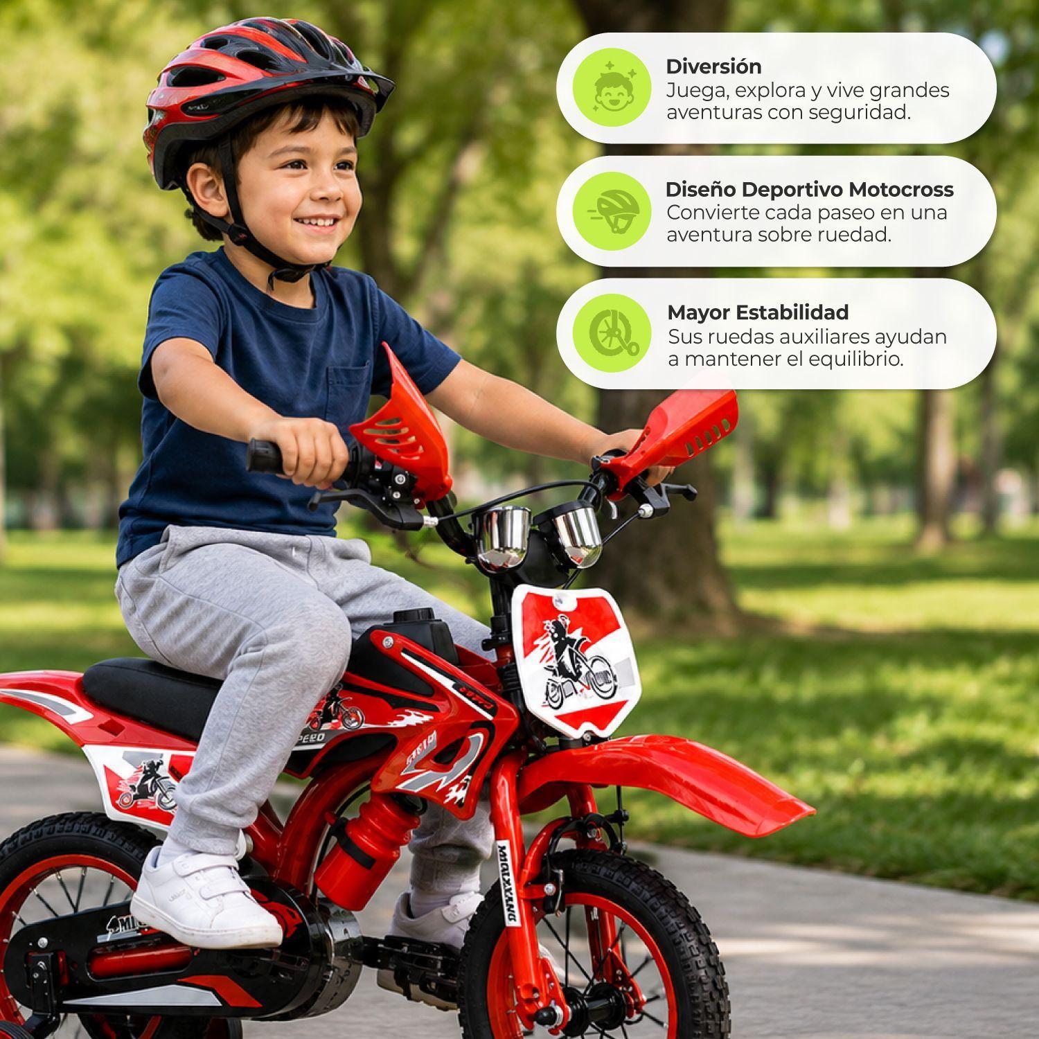 Bicicleta Aro12 Bicimoto Con Ruedas Estabilizadoras Infantil-3
