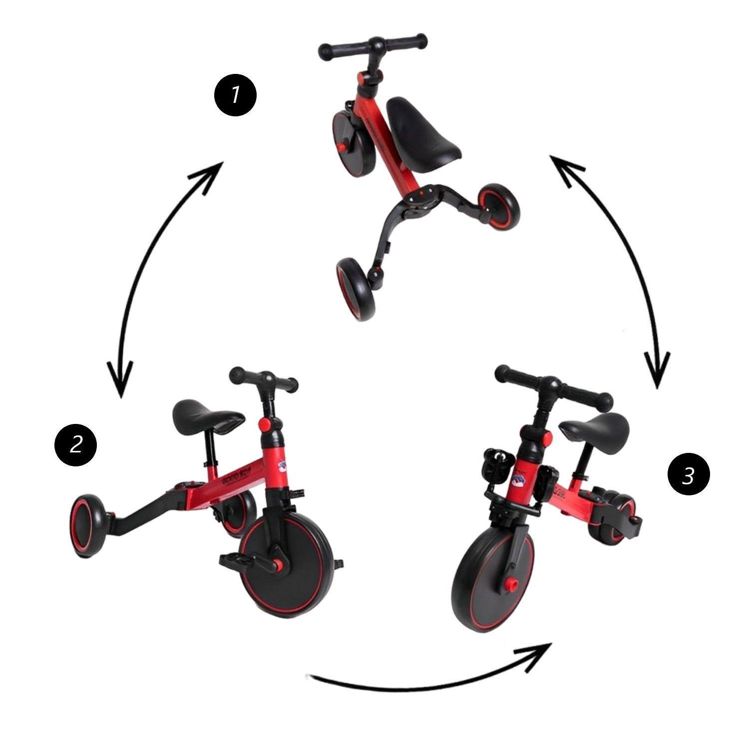 Triciclo Correpasillos Multiposiciones 3 En 1 Rojo-7