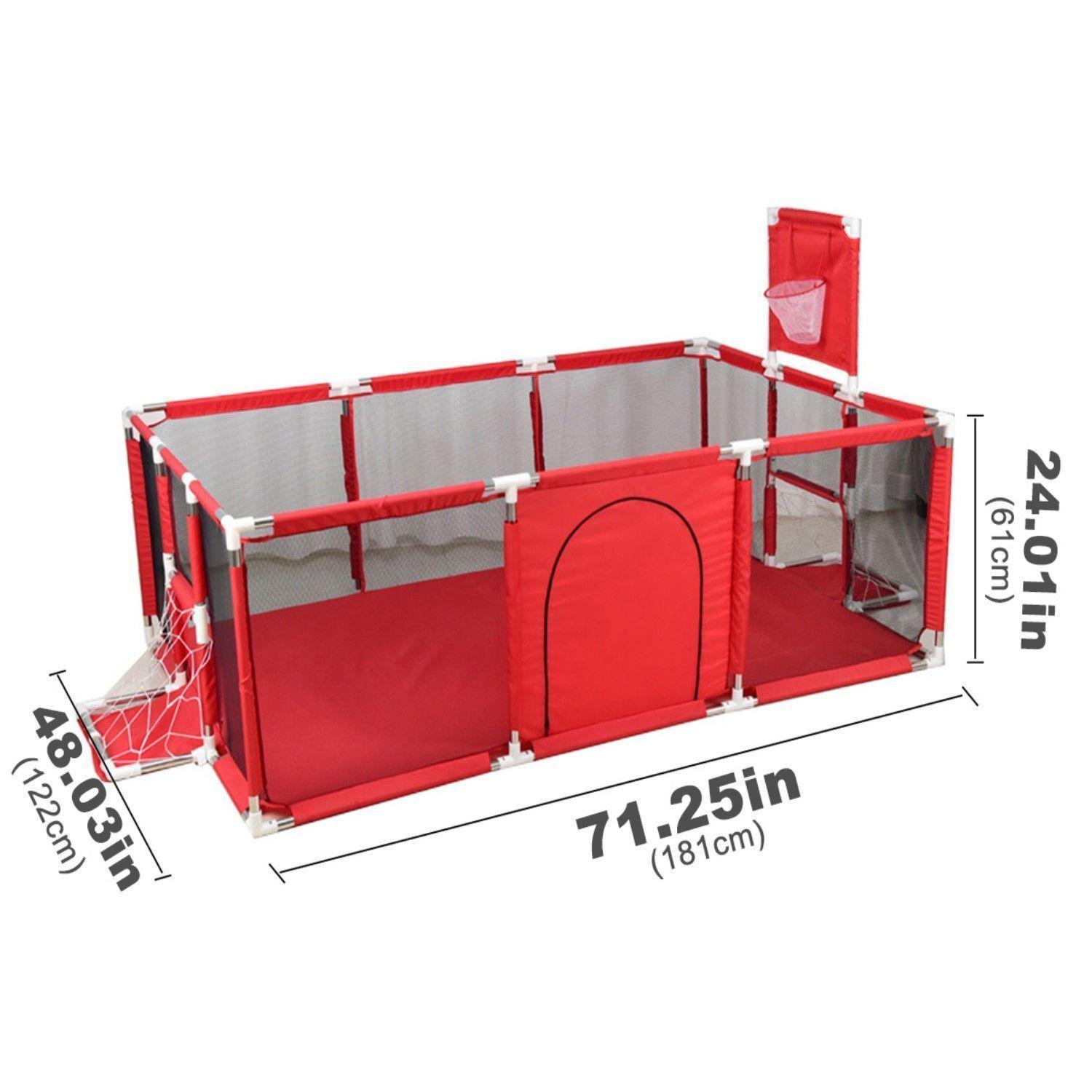 Corral Seguridad Bebes  Aro De Basket 180cm Rojo-2