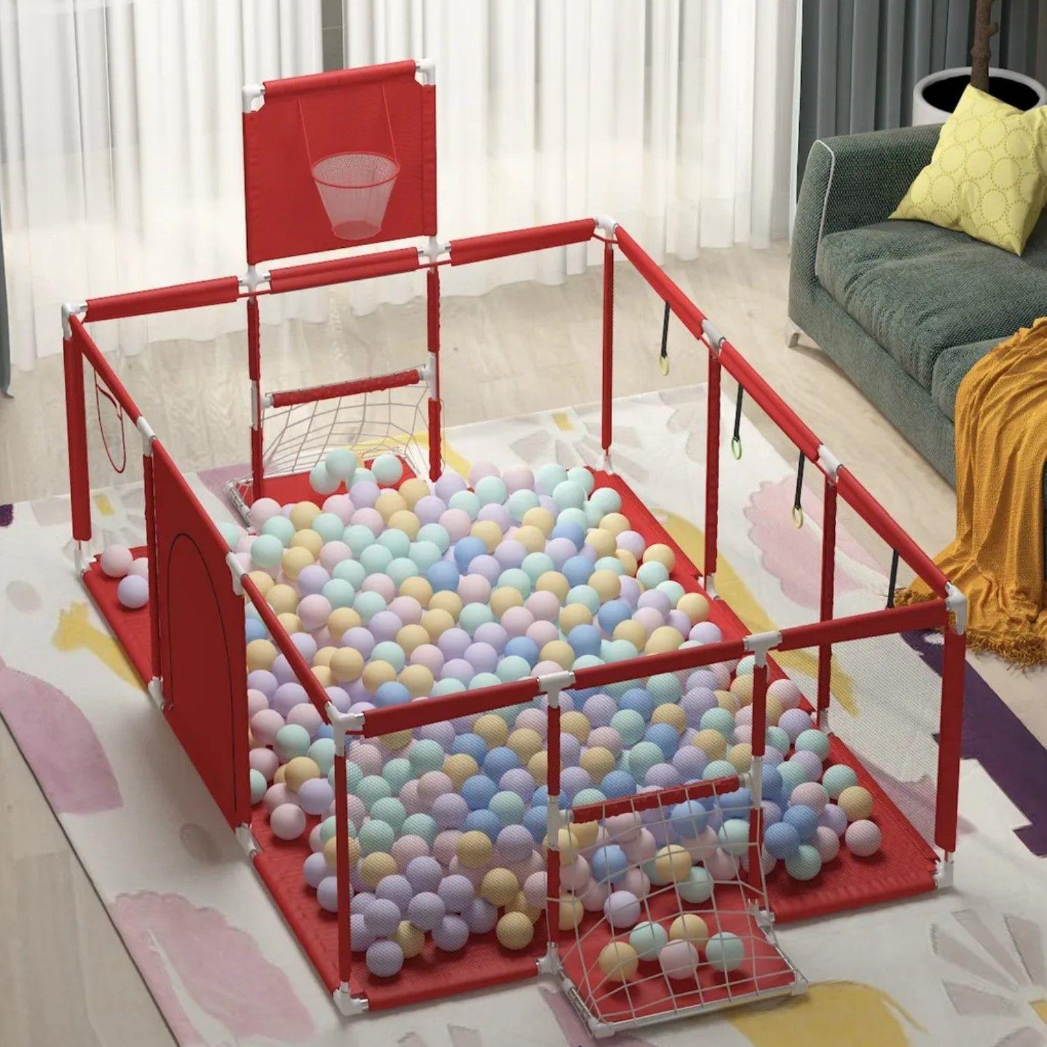 Corral Seguridad Bebes  Aro De Basket 180cm Rojo-8