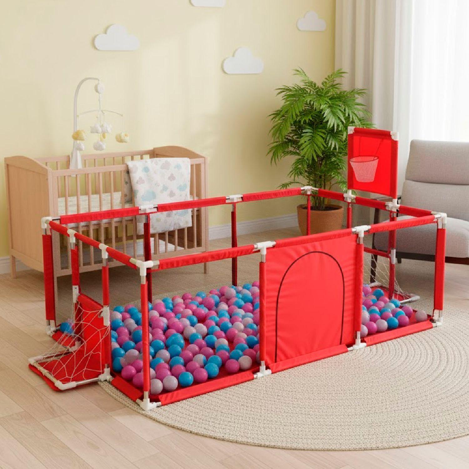 Corral Seguridad Bebes  Aro De Basket 180cm Rojo-3