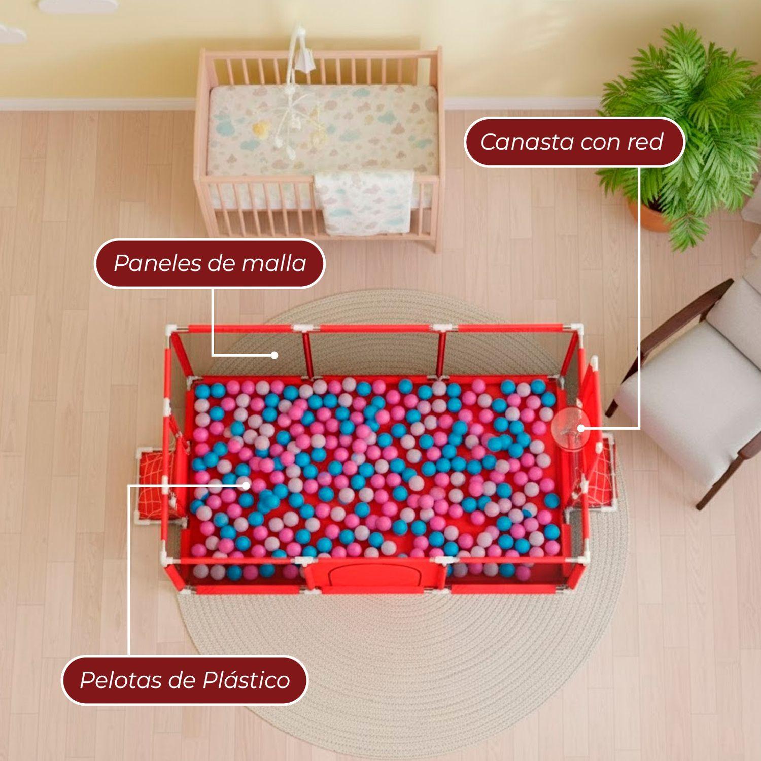 Corral Seguridad Bebes  Aro De Basket 180cm Rojo-4