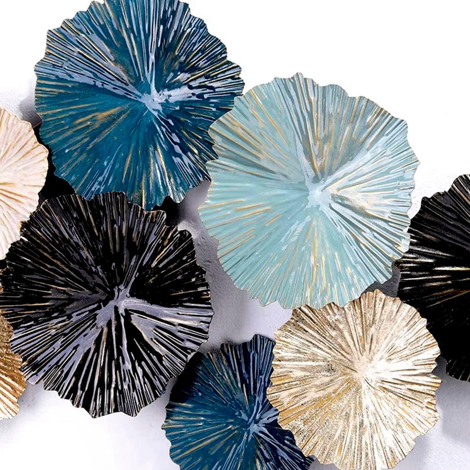 Cuadro Decorativo Adorno Pared Metalico Hojas de Loto-2