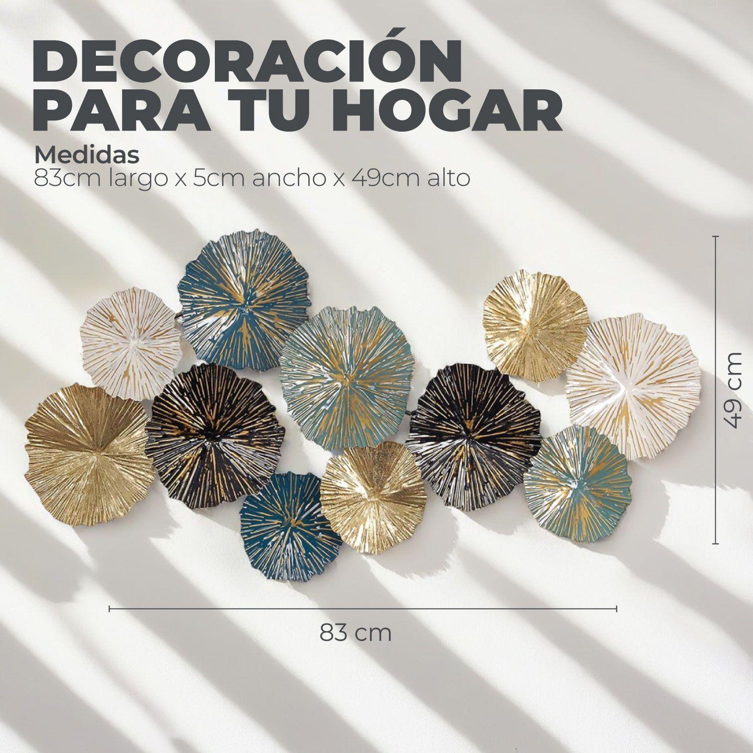 Cuadro Decorativo Adorno Pared Metalico Hojas de Loto-3