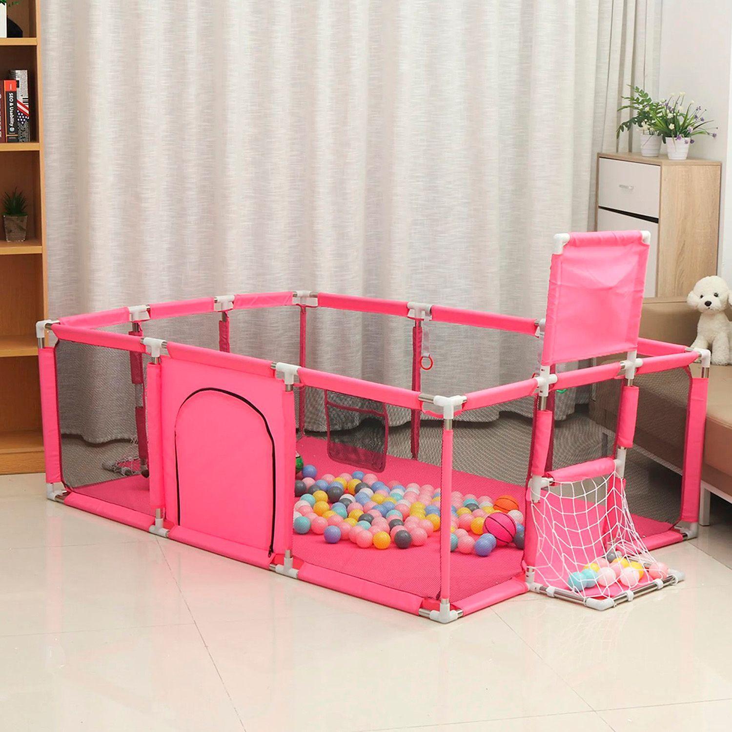Corral Seguridad Bebes  Aro De Basket 180cm Rosado-3