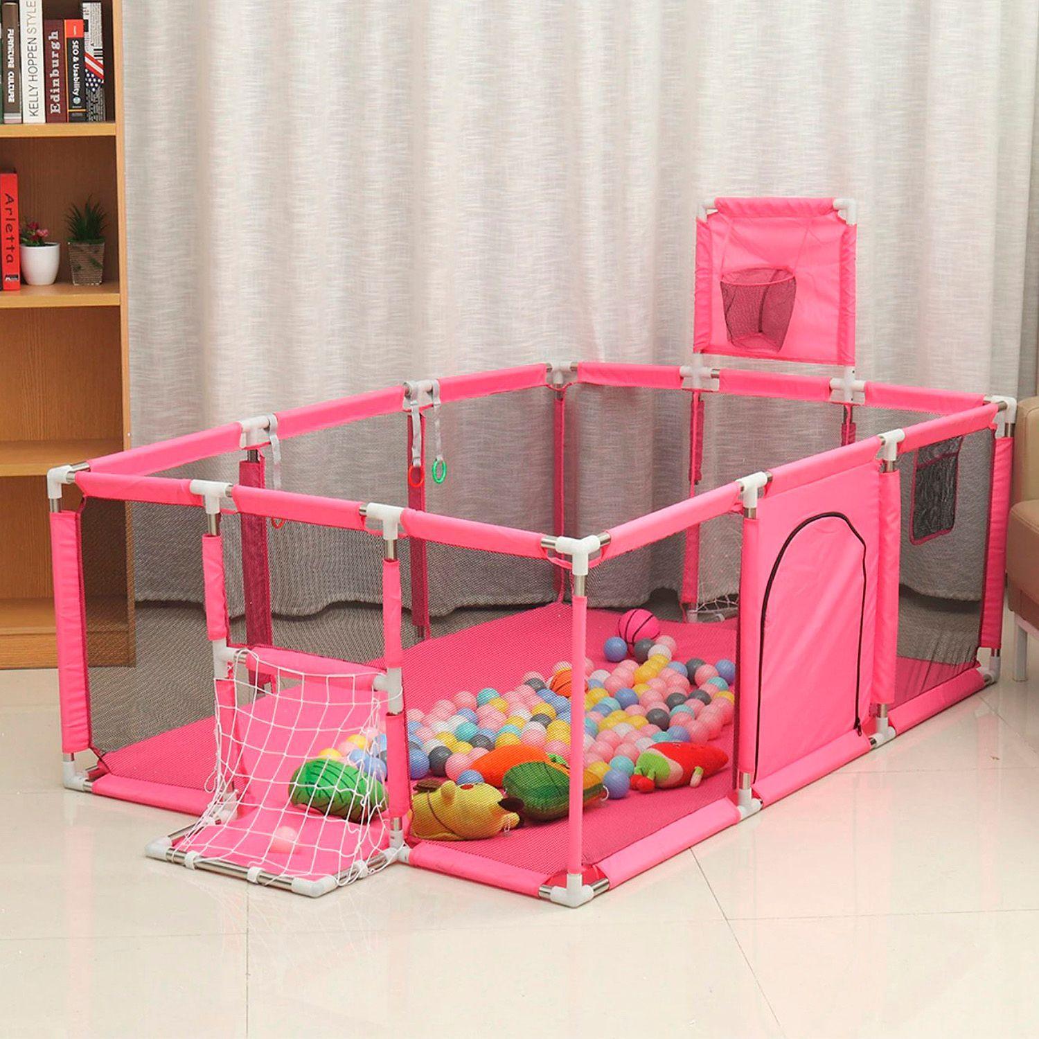 Corral Seguridad Bebes  Aro De Basket 180cm Rosado-4