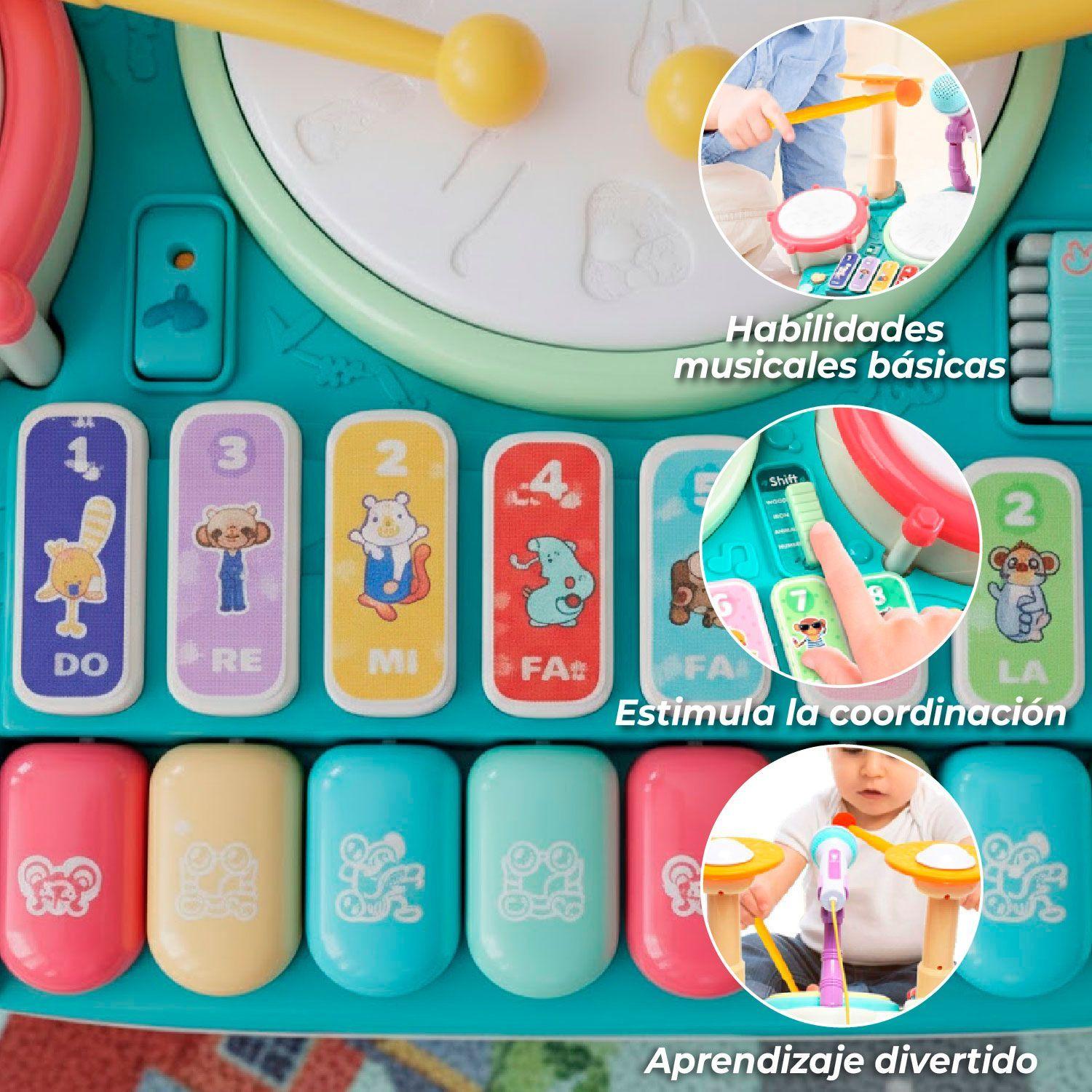 Batería Juguete Piano Musical Didáctico 5 En 1 Micrófono-3