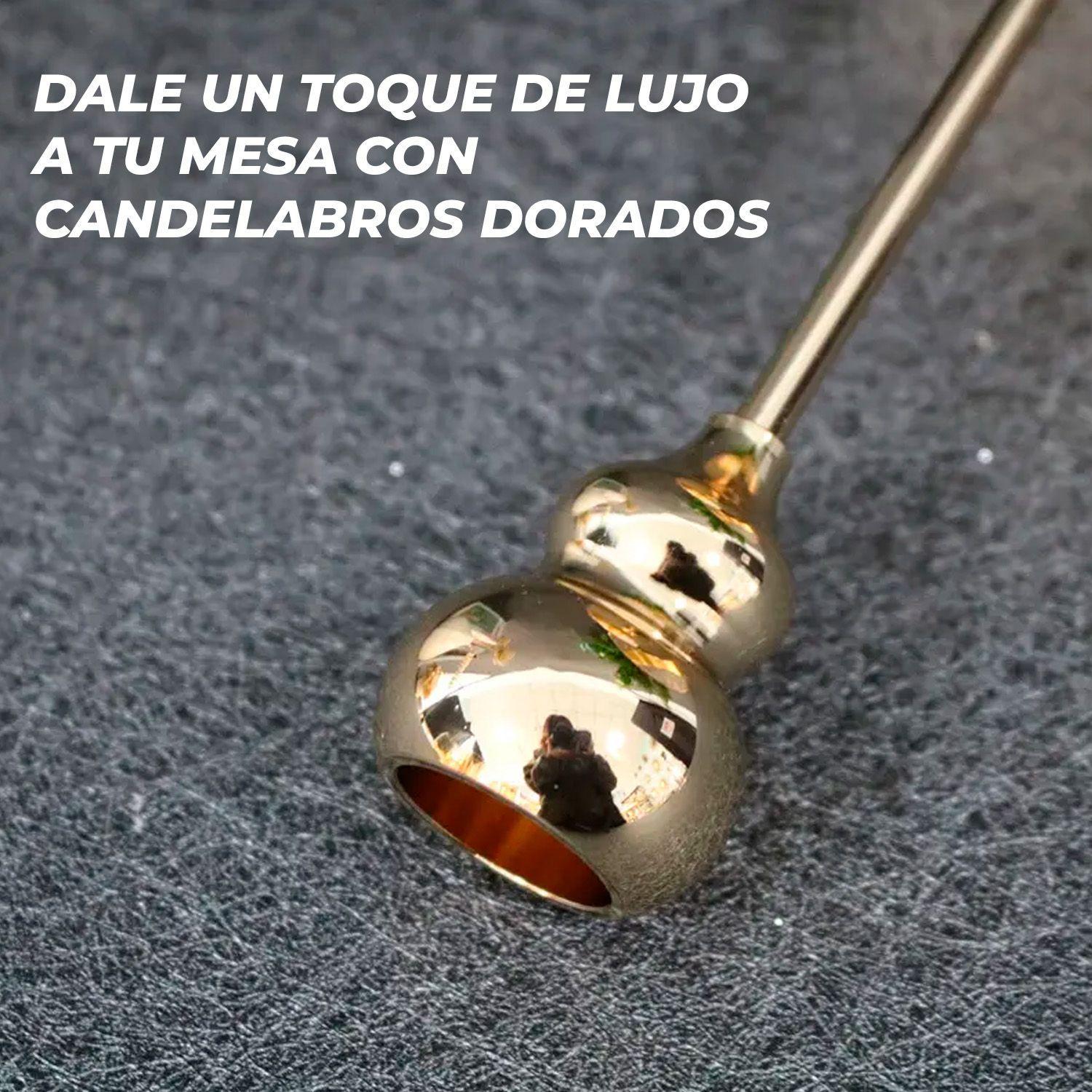 Candelabro 3 Piezas Porta Vela Centro de Mesa Cuenco Gold-4