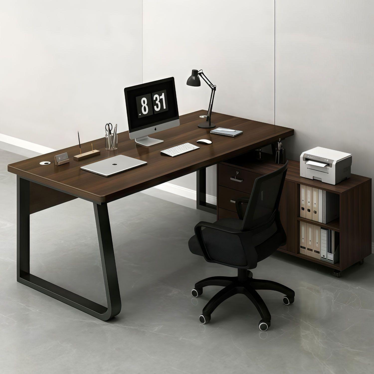 Escritorio Oficina Round Leg Posh Antideslizante Brown 160cm-1