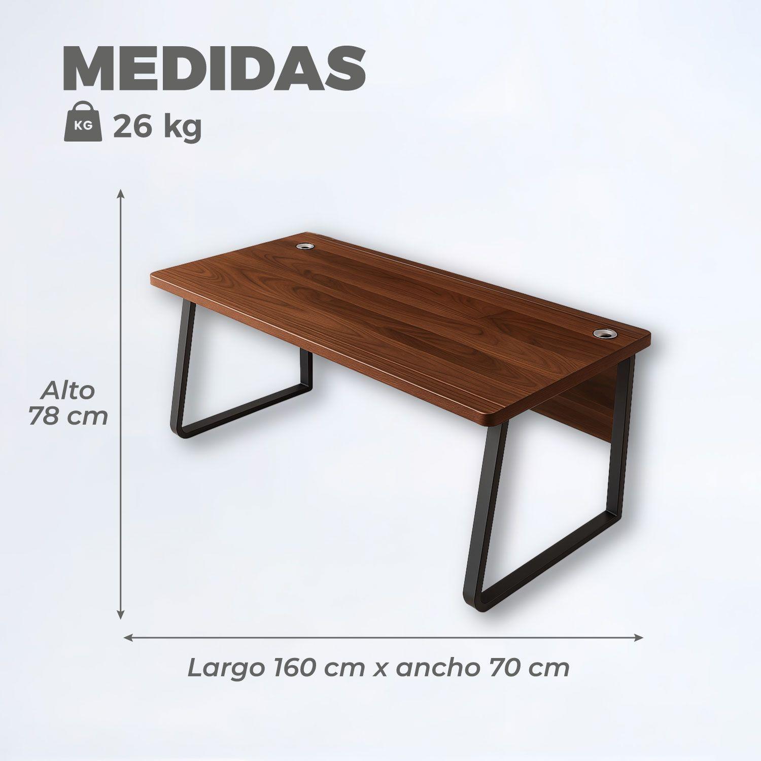 Escritorio Oficina Round Leg Posh Antideslizante Brown 160cm-2