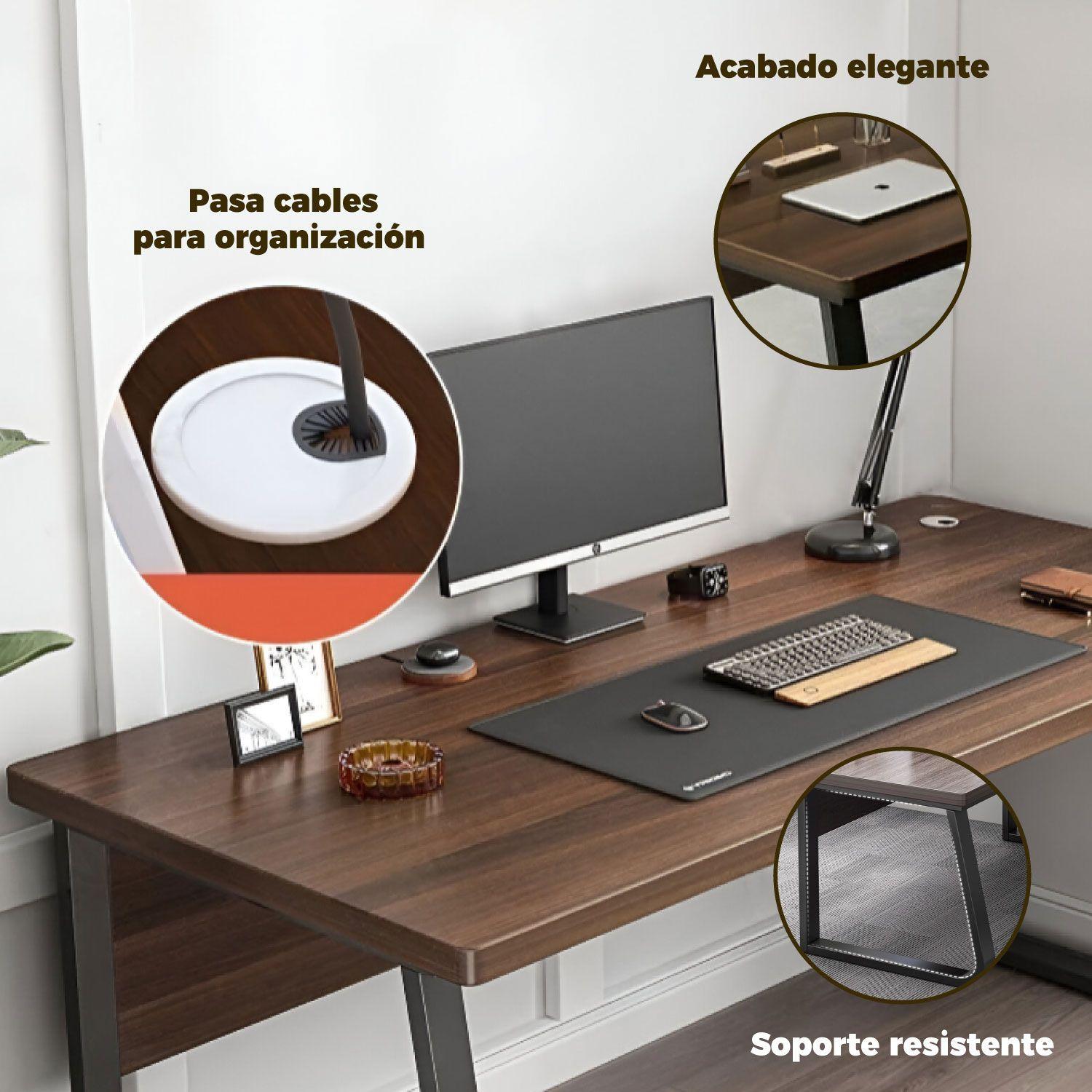 Escritorio Oficina Round Leg Posh Antideslizante Brown 160cm-3