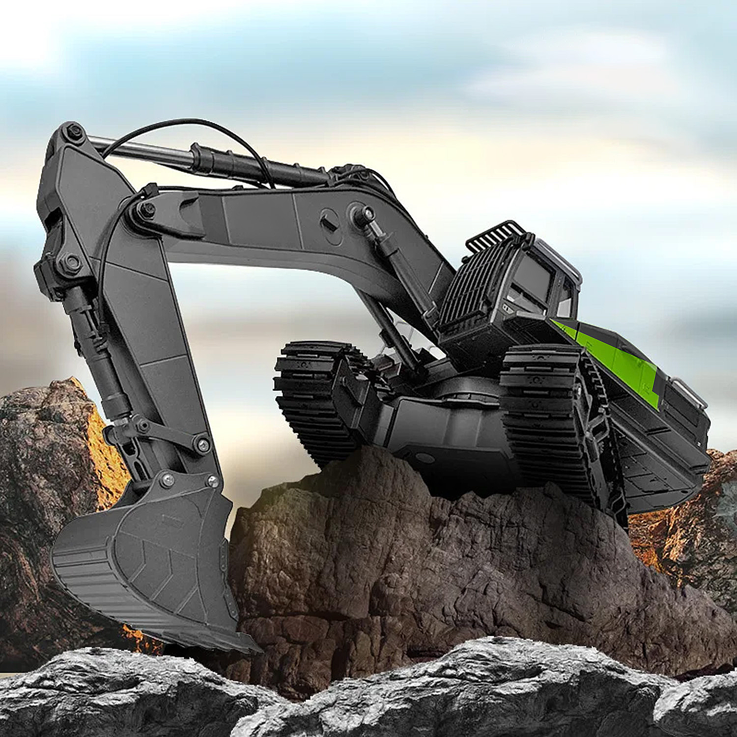 Camión Excavadora con Luces, Sonido y Batería Recargable-2