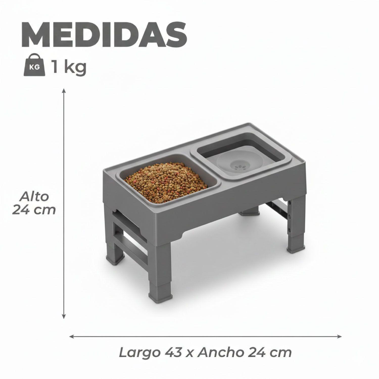 Plato Comedero Bebedero Antiderrame, Ajustable Para Mascotas-2