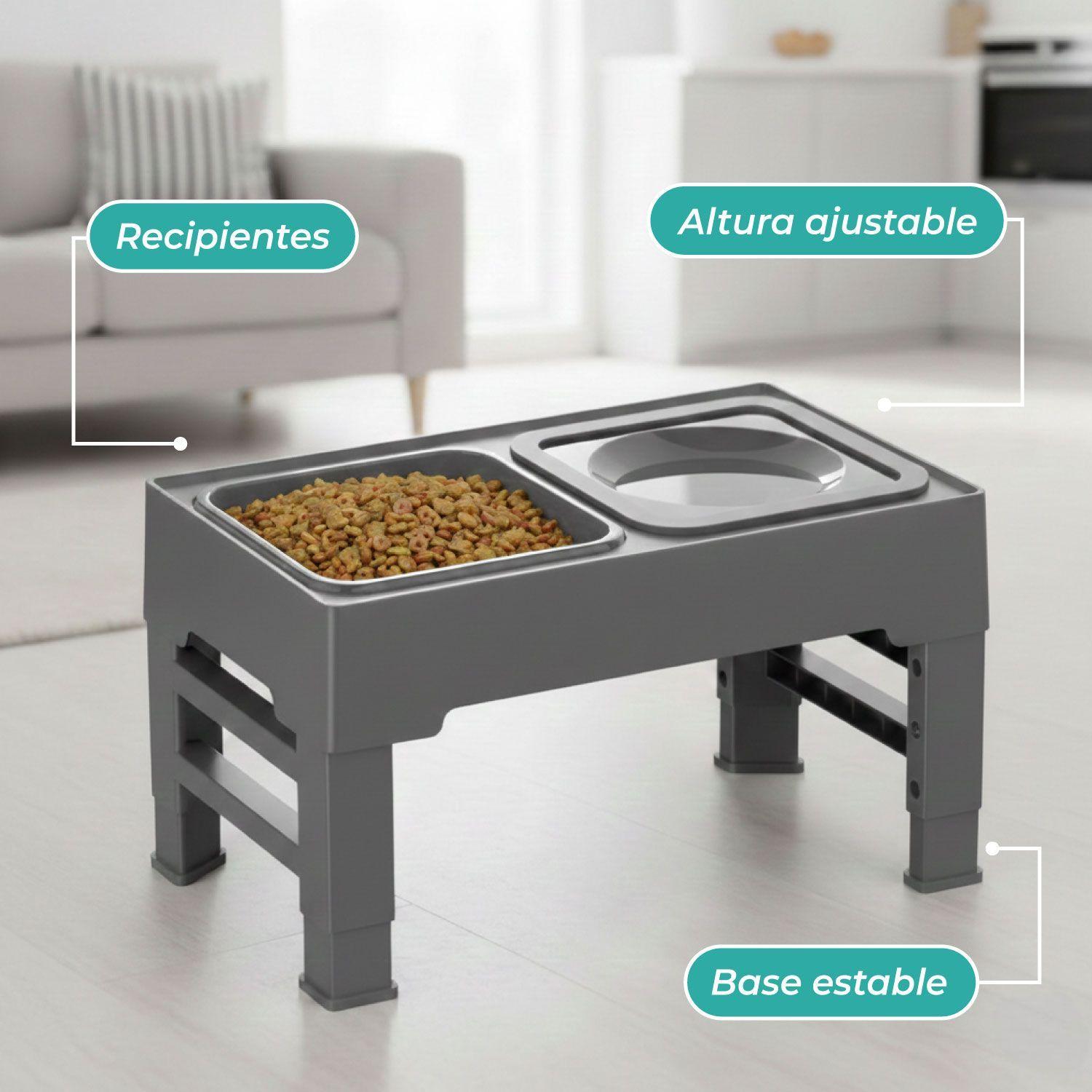 Plato Comedero Bebedero Antiderrame, Ajustable Para Mascotas-5