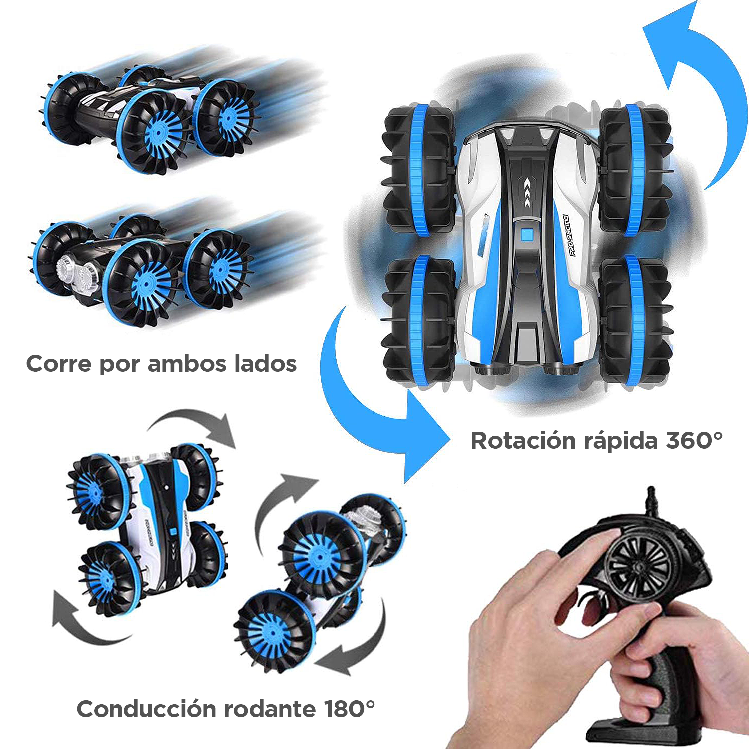 Auto Control Remoto 360° Acrobático Todo Terreno Agua Tierra-3