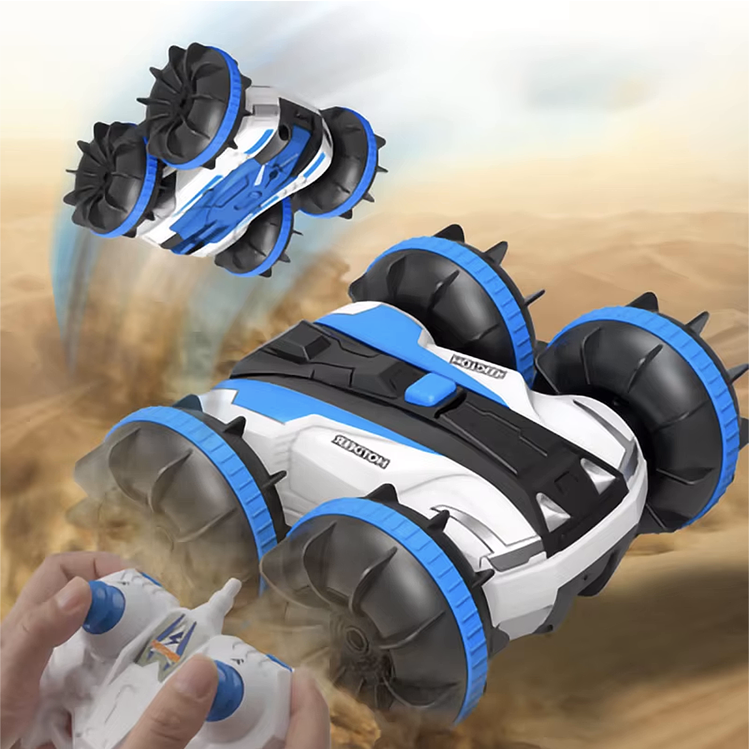Auto Control Remoto 360° Acrobático Todo Terreno Agua Tierra-5