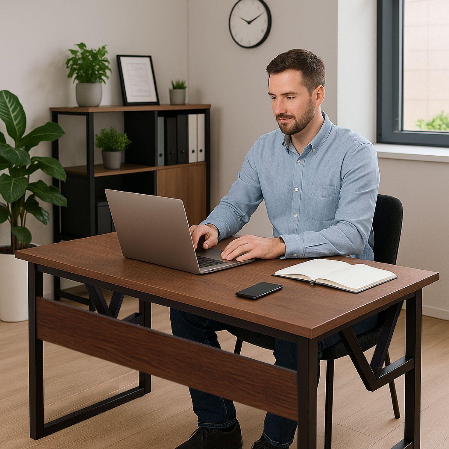 Escritorio Oficina Brown Moderno con Repisa 140X60cm-4