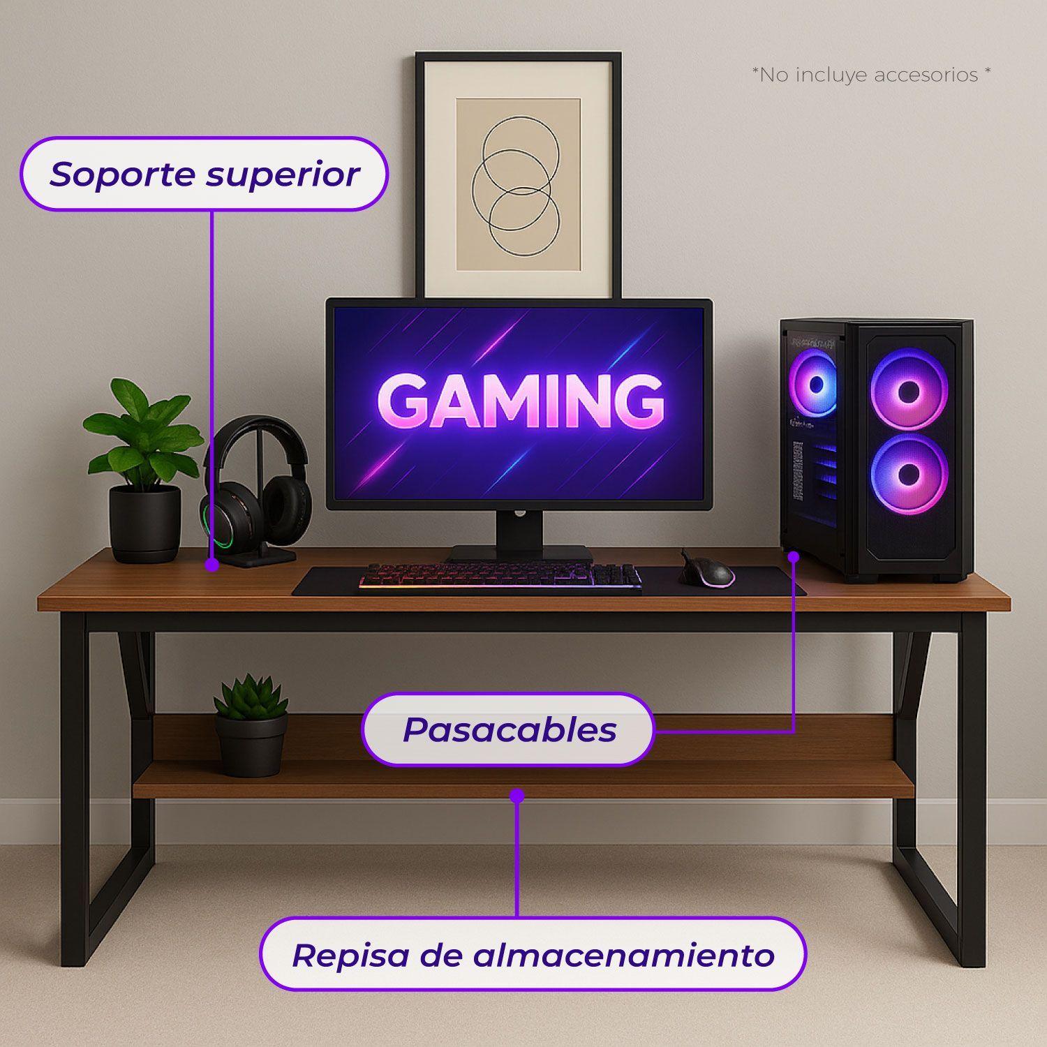 Escritorio Oficina Brown Moderno con Repisa 140X60cm-5