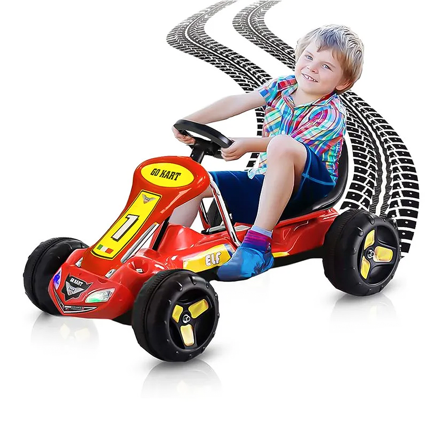 Go Kart Eléctrico Rojo-Amarillo-4