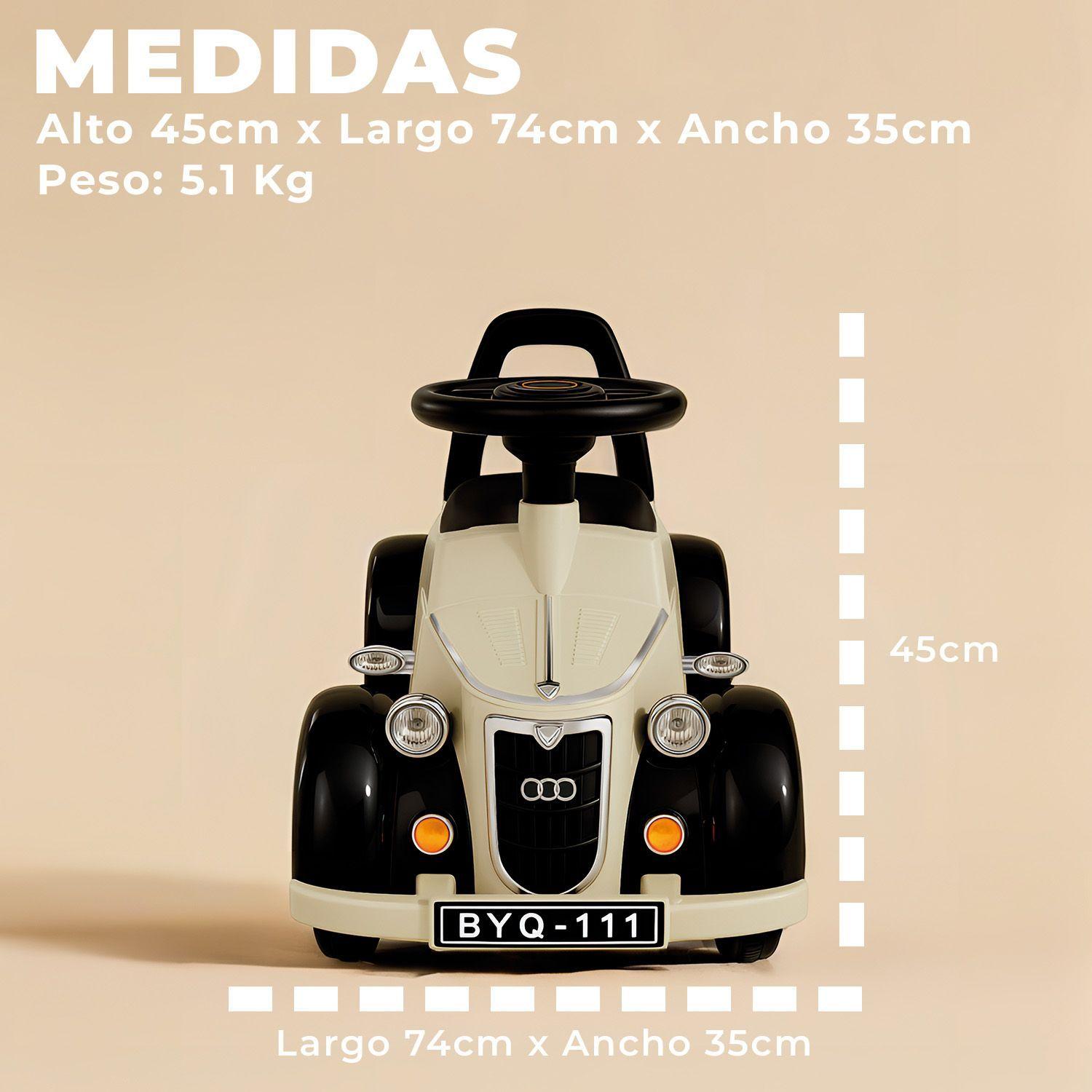 Auto Eléctrico Clásico Niños Estilo Retro Luces Led Y Sonido-2
