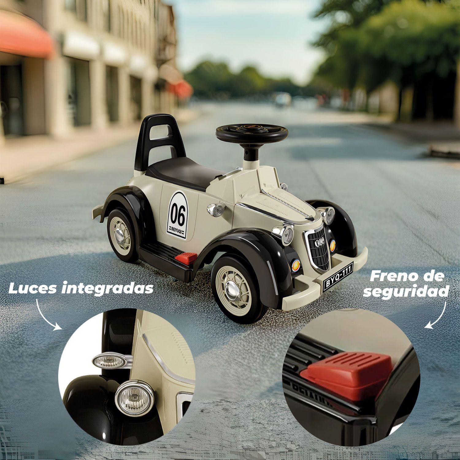 Auto Eléctrico Clásico Niños Estilo Retro Luces Led Y Sonido-3