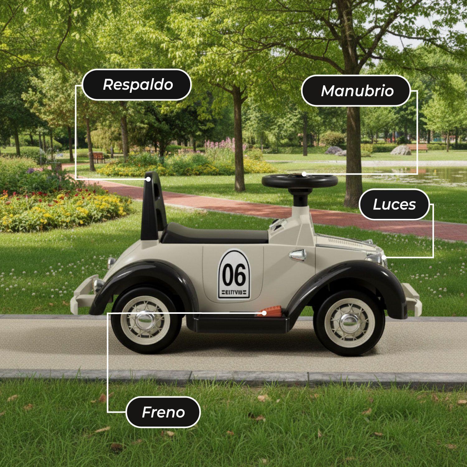 Auto Eléctrico Clásico Niños Estilo Retro Luces Led Y Sonido-4