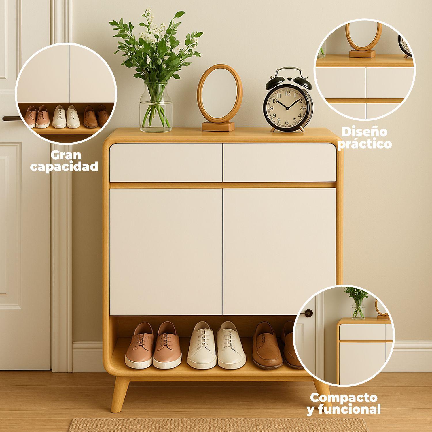 Zapatero Round Toe 2 Puertas Con Cajones Maple 80cm-3