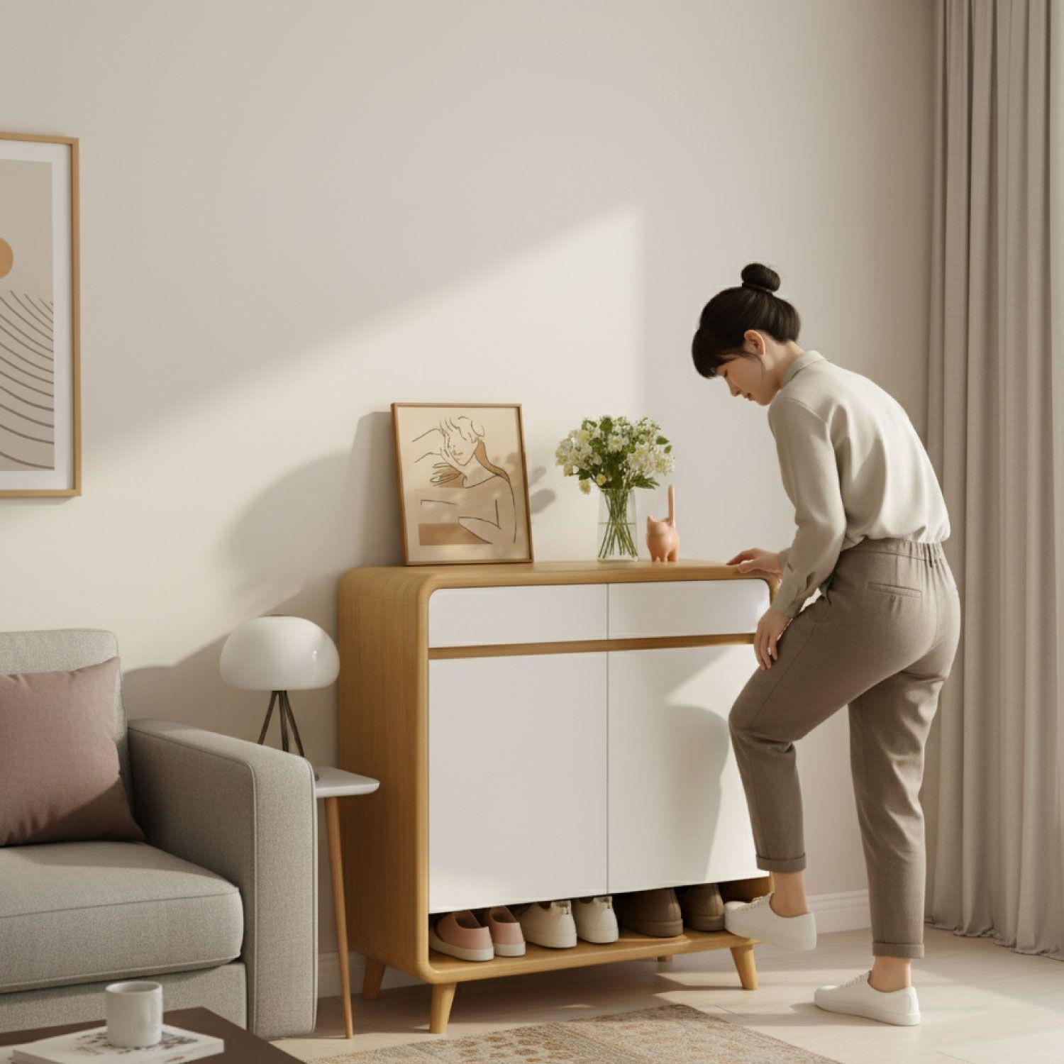 Zapatero Round Toe 2 Puertas Con Cajones Maple 80cm-4