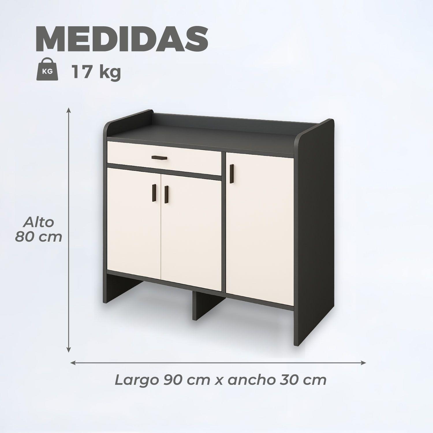 Zapatero Blackey 3 Puertas Organizador Estante + Cajón 90cm-2