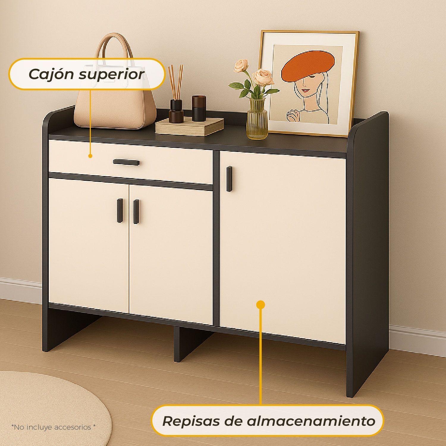 Zapatero Blackey 3 Puertas Organizador Estante + Cajón 90cm-5