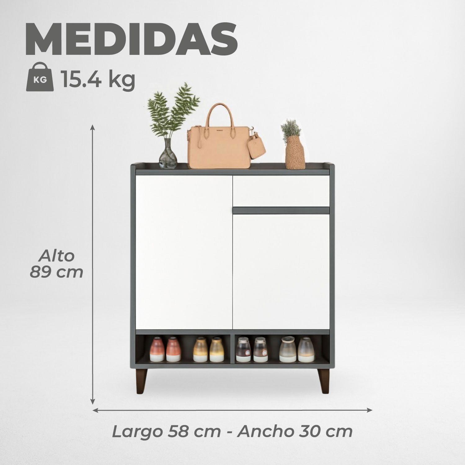 Zapatero Silver 2 Puertas con Cajon Organizador Estante 30Cm-2