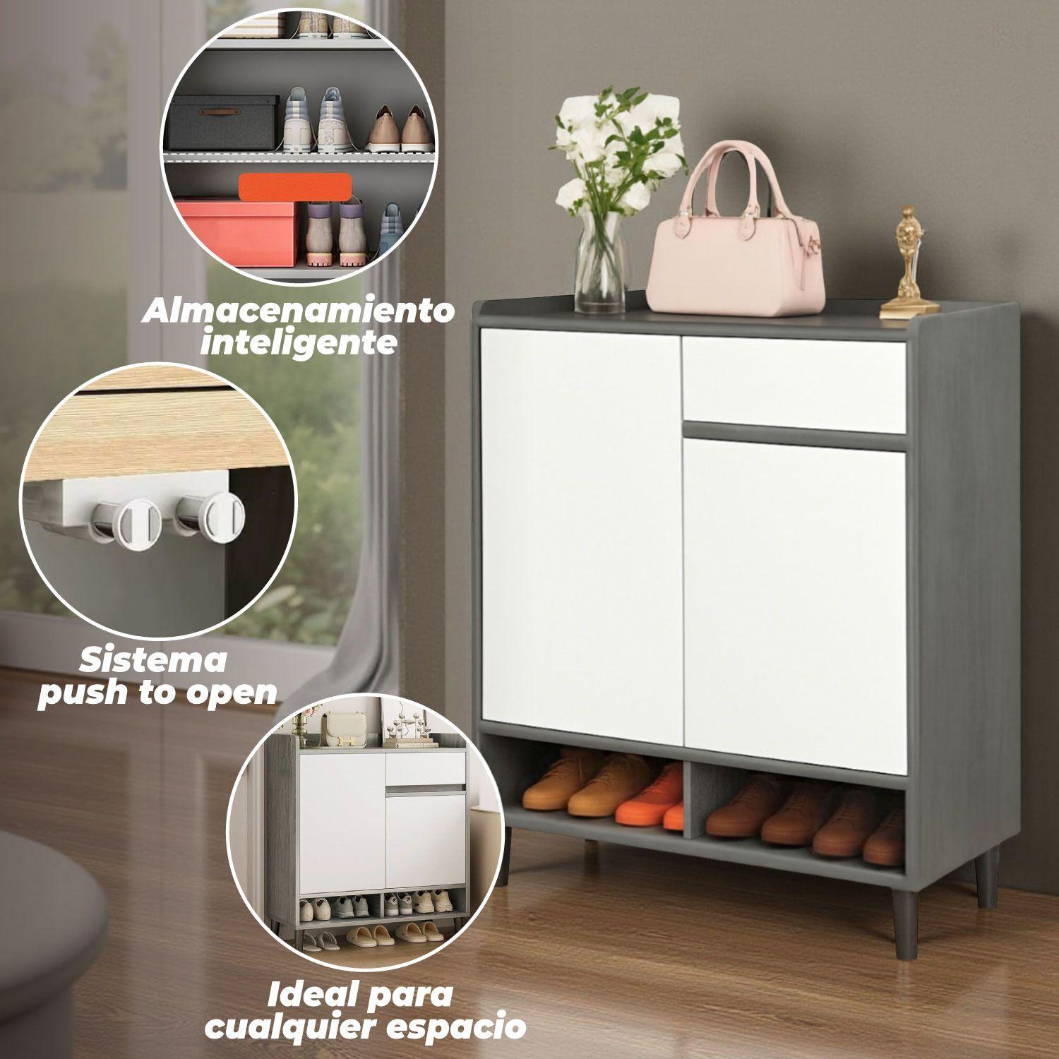 Zapatero Silver 2 Puertas con Cajon Organizador Estante 30Cm-3