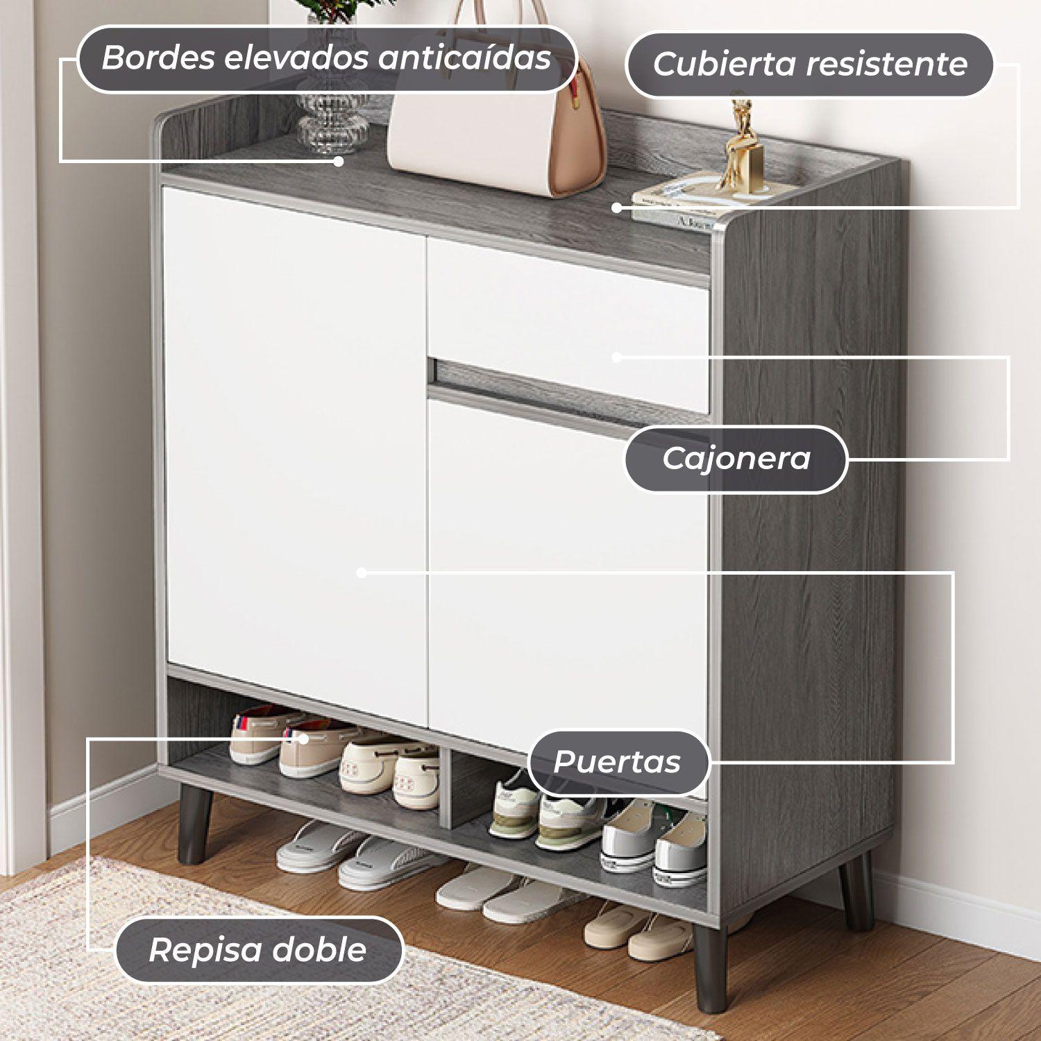 Zapatero Silver 2 Puertas con Cajon Organizador Estante 30Cm-5