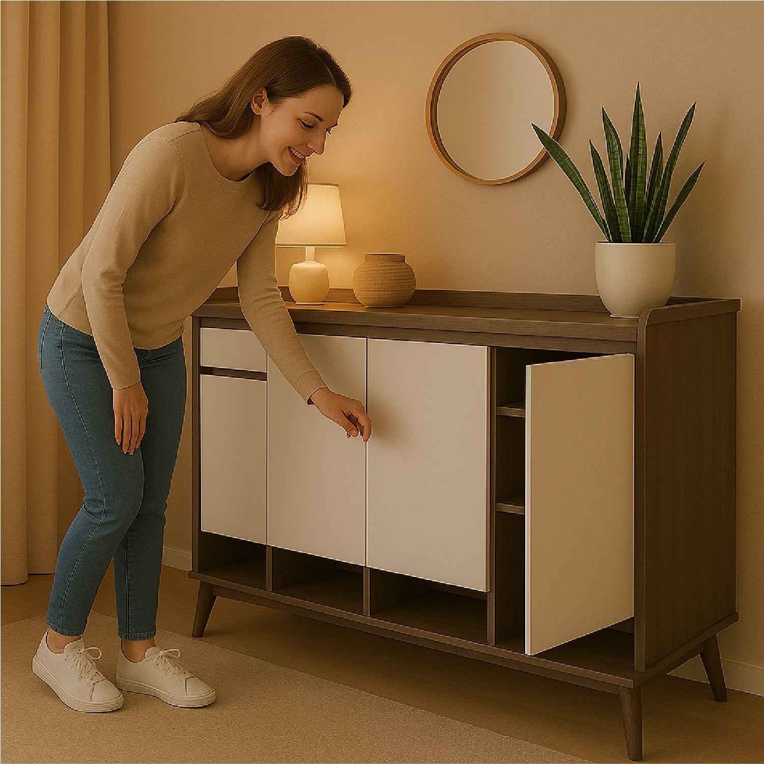 Zapatero Silver 4 Puertas con Cajon Organizador Estante 140Cm-4