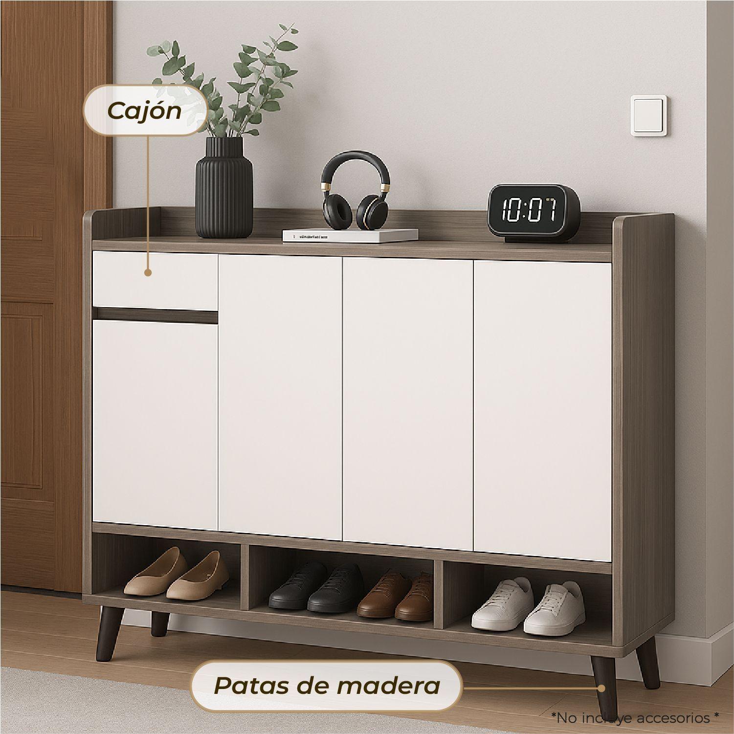 Zapatero Silver 4 Puertas con Cajon Organizador Estante 140Cm-5