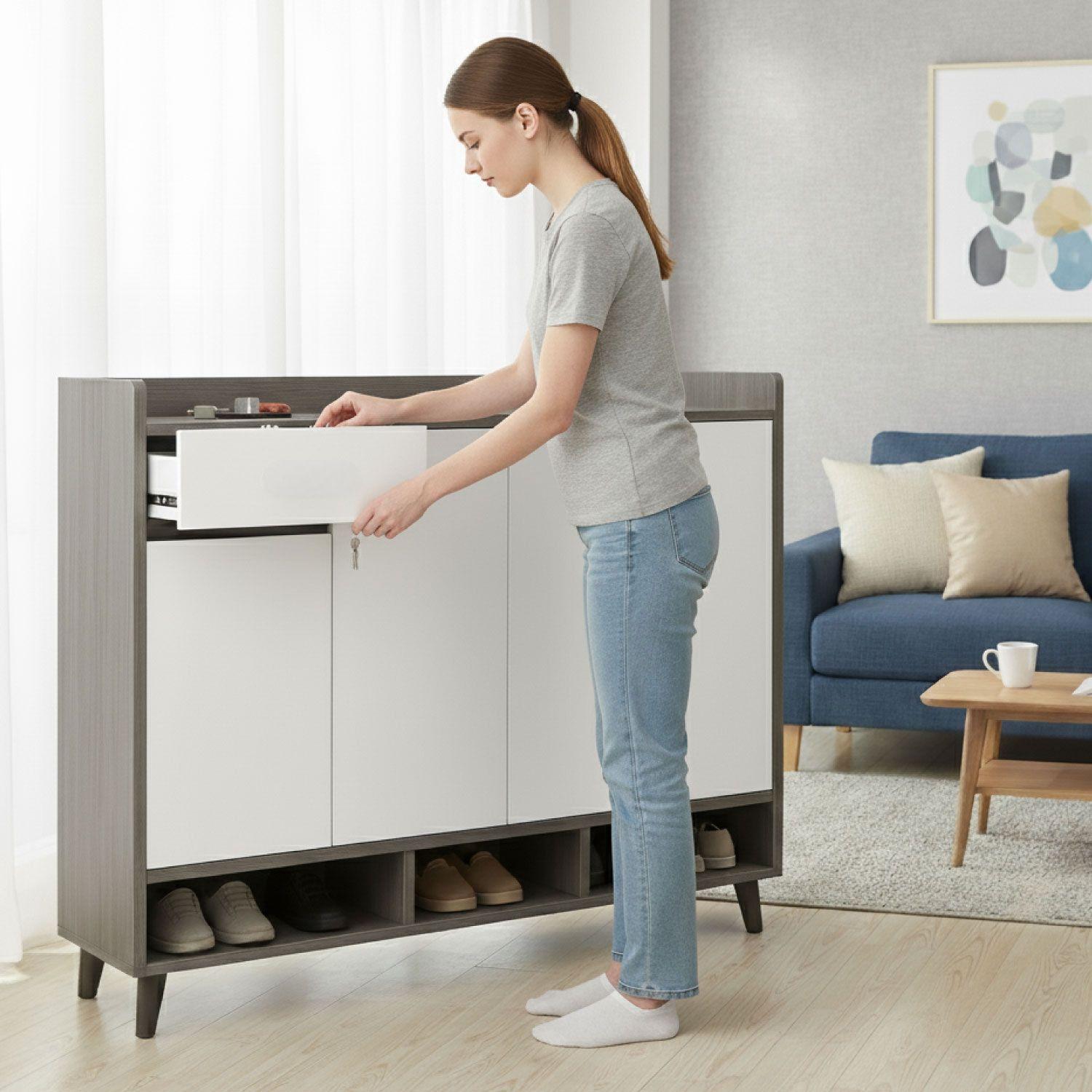 Zapatero Silver 4 Puertas con Cajon Organizador Estante 140Cm-4