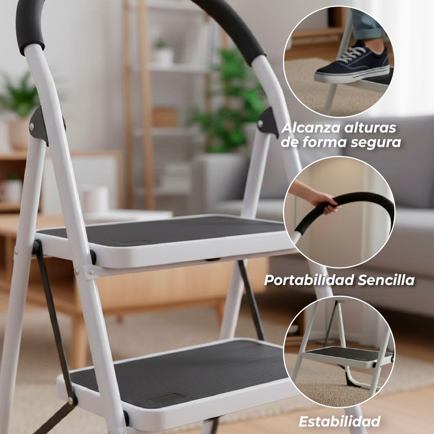 Escalera Piso Escala Plegable 2 Peldaños Resistente-2