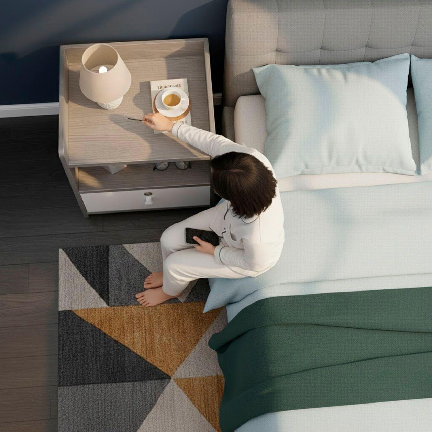 Velador Grey 2 Niveles 1 Cajon con Llave 41x33x26 Cm-4