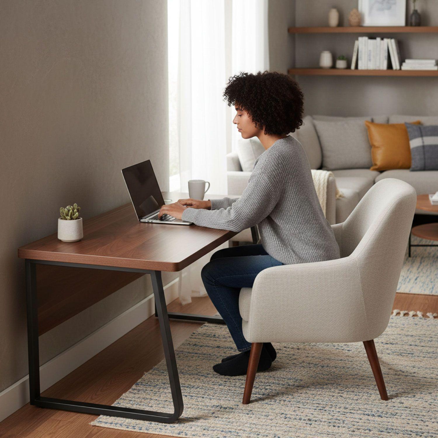 Escritorio Oficina Round Leg Posh Antideslizante Brown 140cm-4