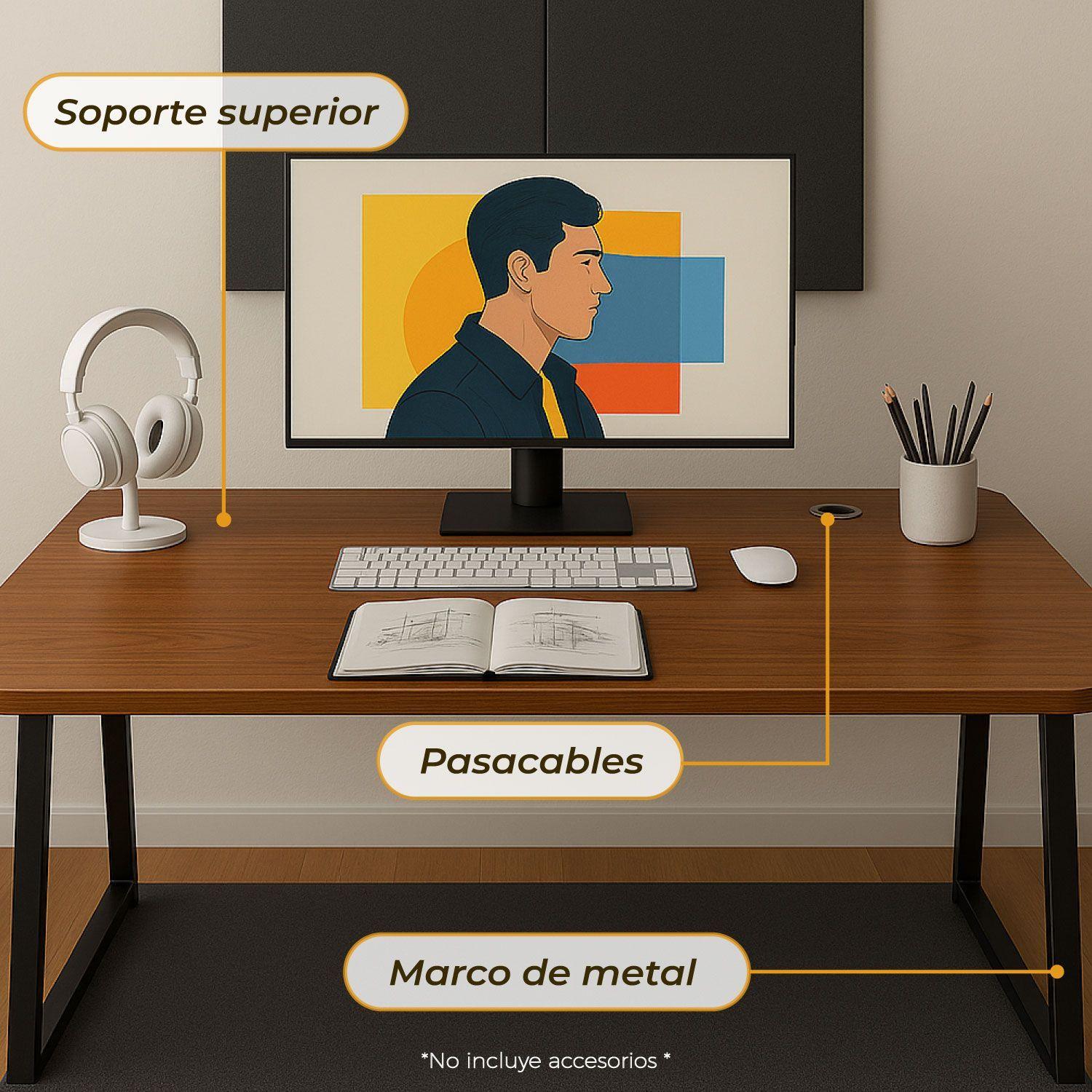 Escritorio Oficina Round Leg Posh Antideslizante Brown 140cm-5